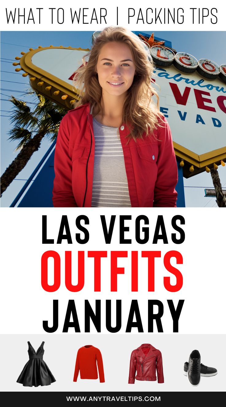 a woman standing in front of a las vegas sign with the words, what to wear packing tips