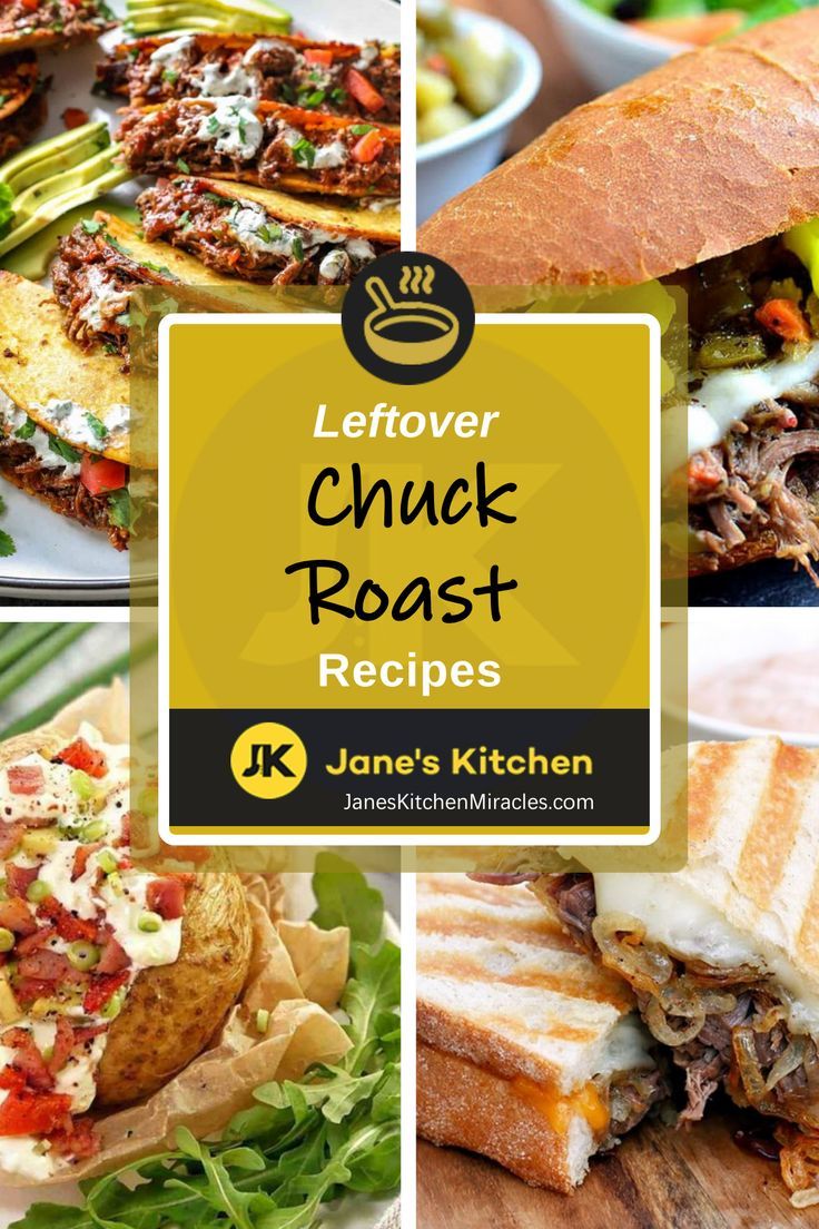 Leftover Chuck Roast Recipes pictured in a collage Leftover Chuck Roast Recipes, Leftover Chuck Roast, Easy Breakfast Skillet, Chuck Roast Recipes, Italian Beef Sandwiches, Leftover Recipes, Crispy Beef, Vegetable Beef Soup, French Dip