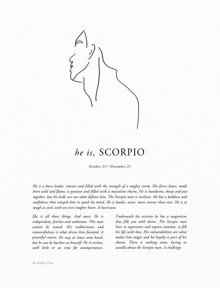 an image of a woman's face with the words he is scorpio