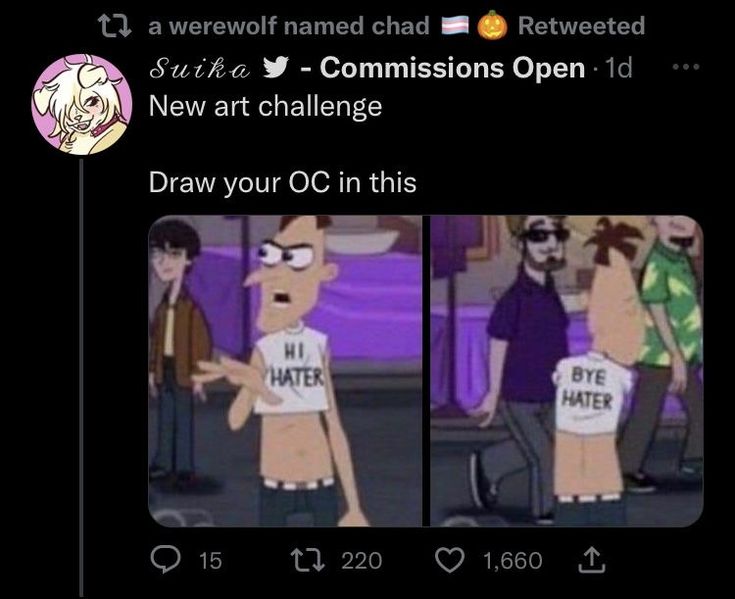 two cartoon characters are shown with the caption'draw your oc in this