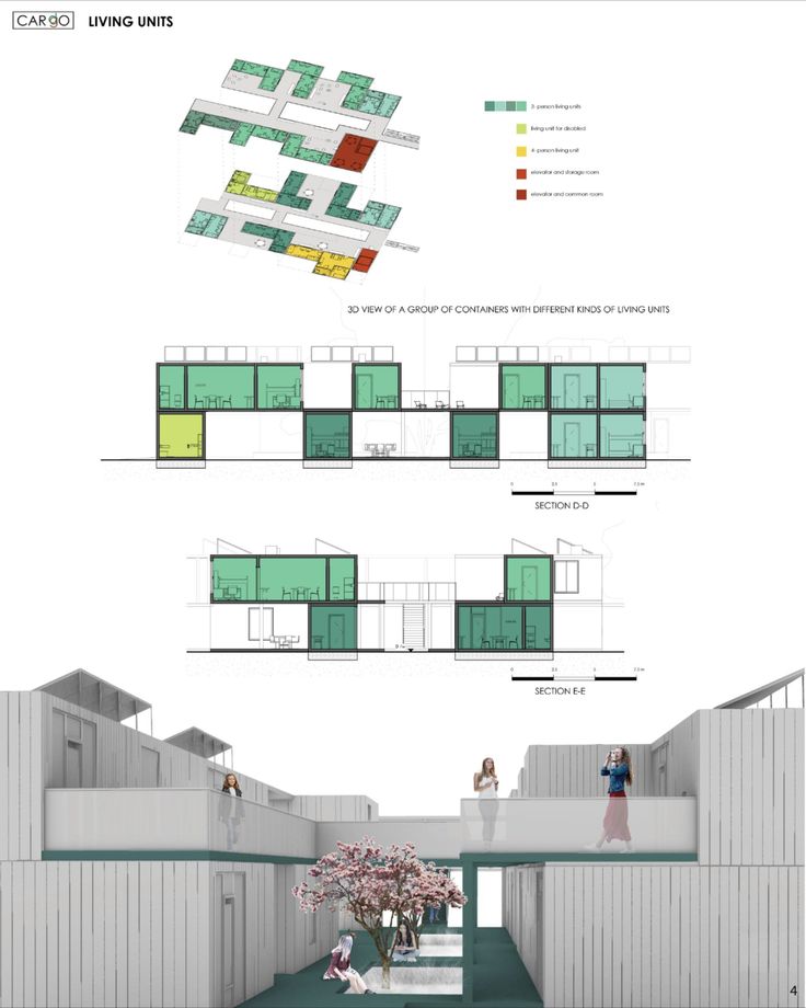 Homes for the homeless students Unit Design Architecture, Concept For Housing Project, Levels Architecture Concept, Connected Buildings Architecture, Architectural Forms Concept Building, Open Building Architecture, Social Building Architecture, Modular Architecture Plan, Community House Architecture