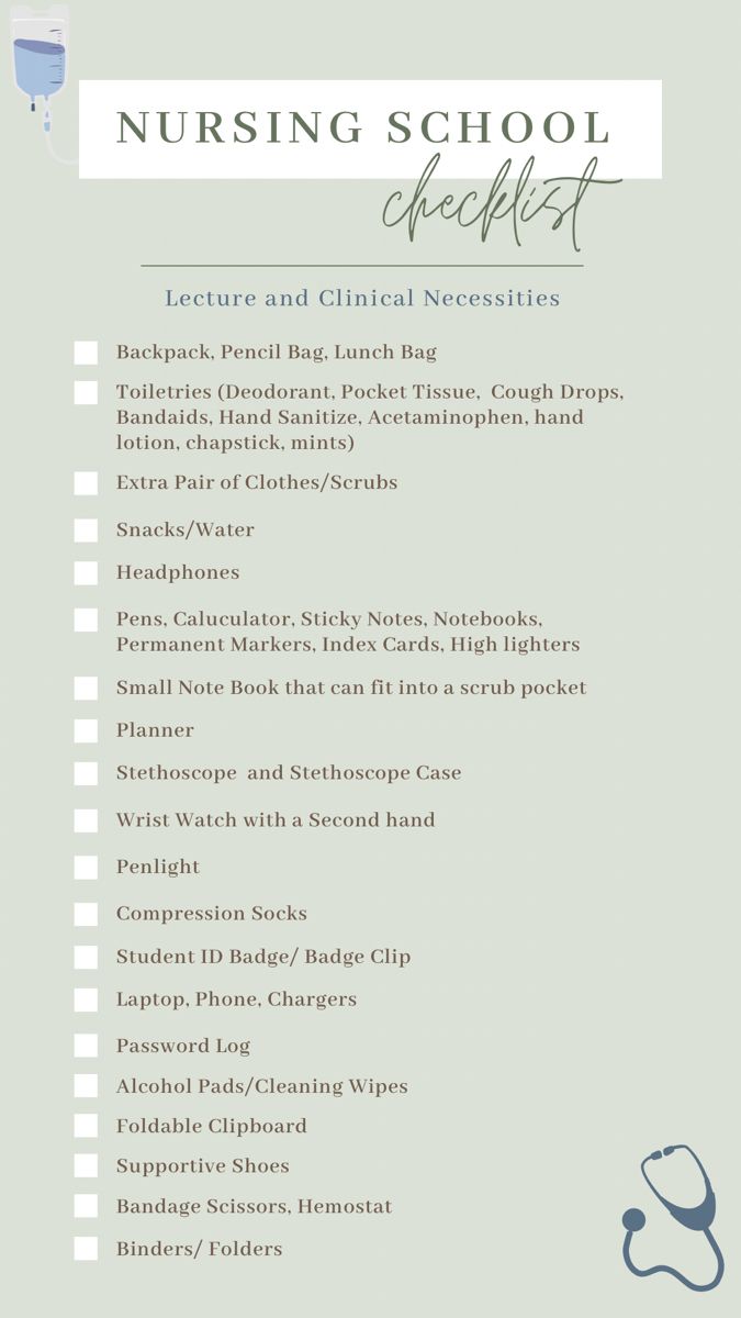 the nursing checklist is shown in this image