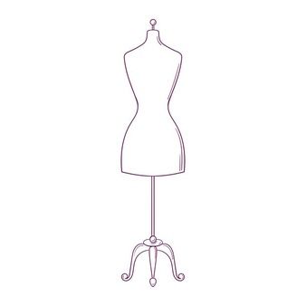 a line drawing of a dress form