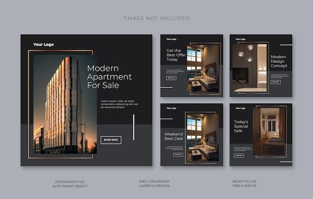 the front and back pages of an apartment for sale brochure, with images of buildings