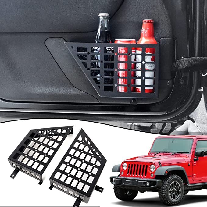 the jeep has two soda bottles in it