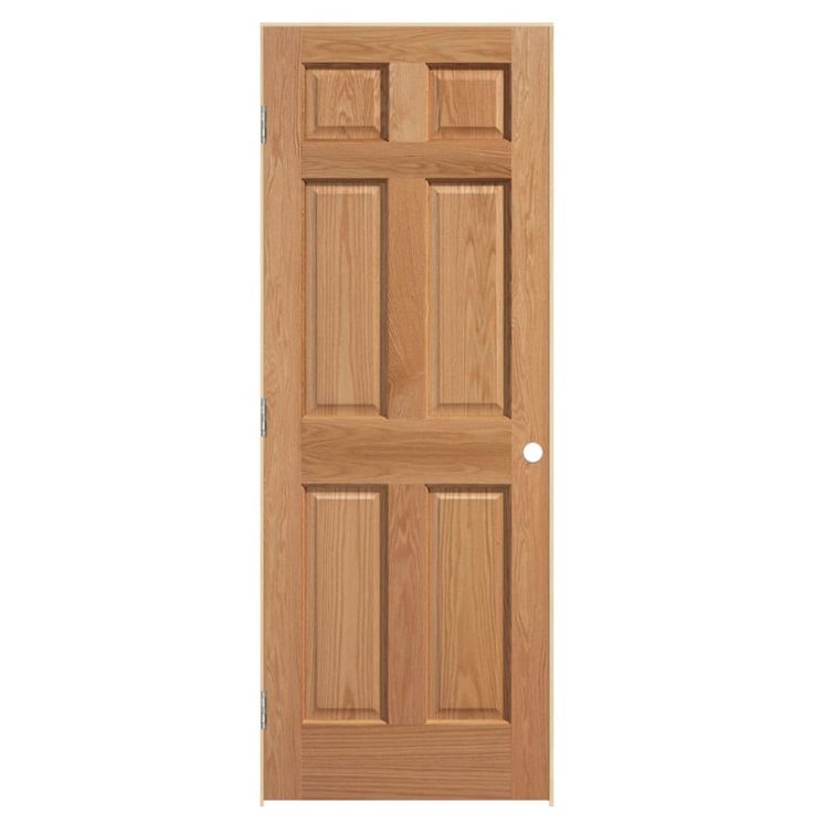 Create a warm, welcoming space with the Masonite Smooth 6-Panel Solid Core Unfinished Pine Interior Door Slab. Enjoy the beautiful, natural designs and coloration of wood-grain crafted by hand with separate stiles, rails and panels to ensure a perfect fit for exceptional strength and stability. Masonite 24-in x 80-in Solid Core 6-panel Right Hand Smooth Oak Wood Flat Jamb Single Prehung Interior Door in Brown | 743662 6 Panel Interior Door, 5 Panel Interior Doors, 6 Panel Interior Doors, Pine Interior Doors, Pine Interior, Oak Interior Doors, Craftsman Door, Black Interior Doors, Prehung Interior Doors