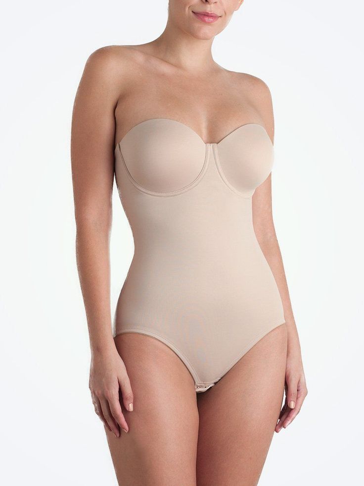 Extra-firm yet comfortable midriff control Hook-and-eye gusset for easy bathroom breaks Back Magic® incorporated for extra comfortable contouring  #TC #TCfineintimates #Shapewear #bodyshaper #bodysuit Strapless Shaping Bodysuit Shapewear, Strapless Shaping Bodysuit, Strapless Smoothing Bodysuit Shapewear, Strapless Smoothing Shapewear Bodysuit, Solid Strapless Smoothing Bodysuit, Strapless Shapewear Bodysuit With Built-in Bra, Strapless Shapewear Bodysuit With Lined Body, Elegant Strapless Smoothing Bodysuit, Elegant Push-up Bodysuit With Medium Bust Support