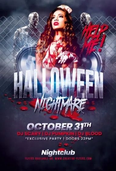 halloween night flyer with an image of a woman