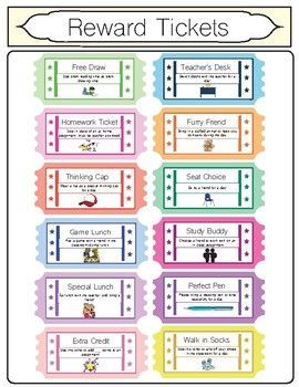 reward ticket for children to use in the classroom