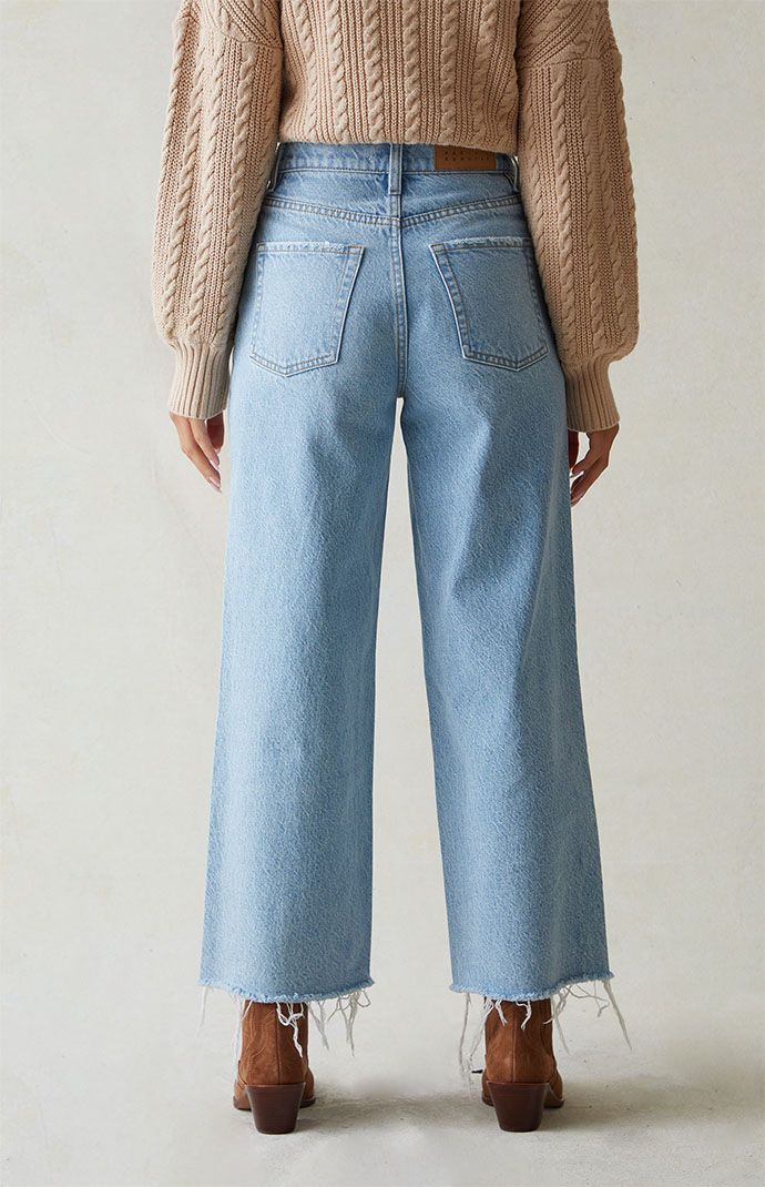 The Eco Light Blue Cropped Wide Leg Jeans from PacSun is a new classic you're gonna wanna cop now. These classic high-rise jeans get updated with a wide-leg fit for added comfort, a raw-cut hem, and a cropped length. 

Learn more about PacSun eco items Mid-rise Washed Blue Cropped Jeans For Fall, High Rise Non-stretch Cropped Denim Jeans, Mid-rise Cropped Jeans In Washed Blue For Fall, Classic High Waist Cropped Jeans For Spring, Spring High Waist Classic Cropped Jeans, Spring High-waist Classic Cropped Jeans, High Waist Rigid Denim Cropped Jeans For Spring, Summer High Rise Cropped Jeans, Summer Rigid Denim Cropped Leg Bottoms