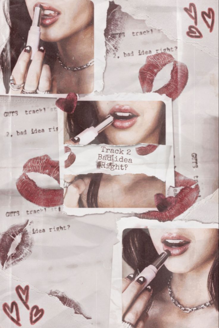 a collage of photos with lipstick on them