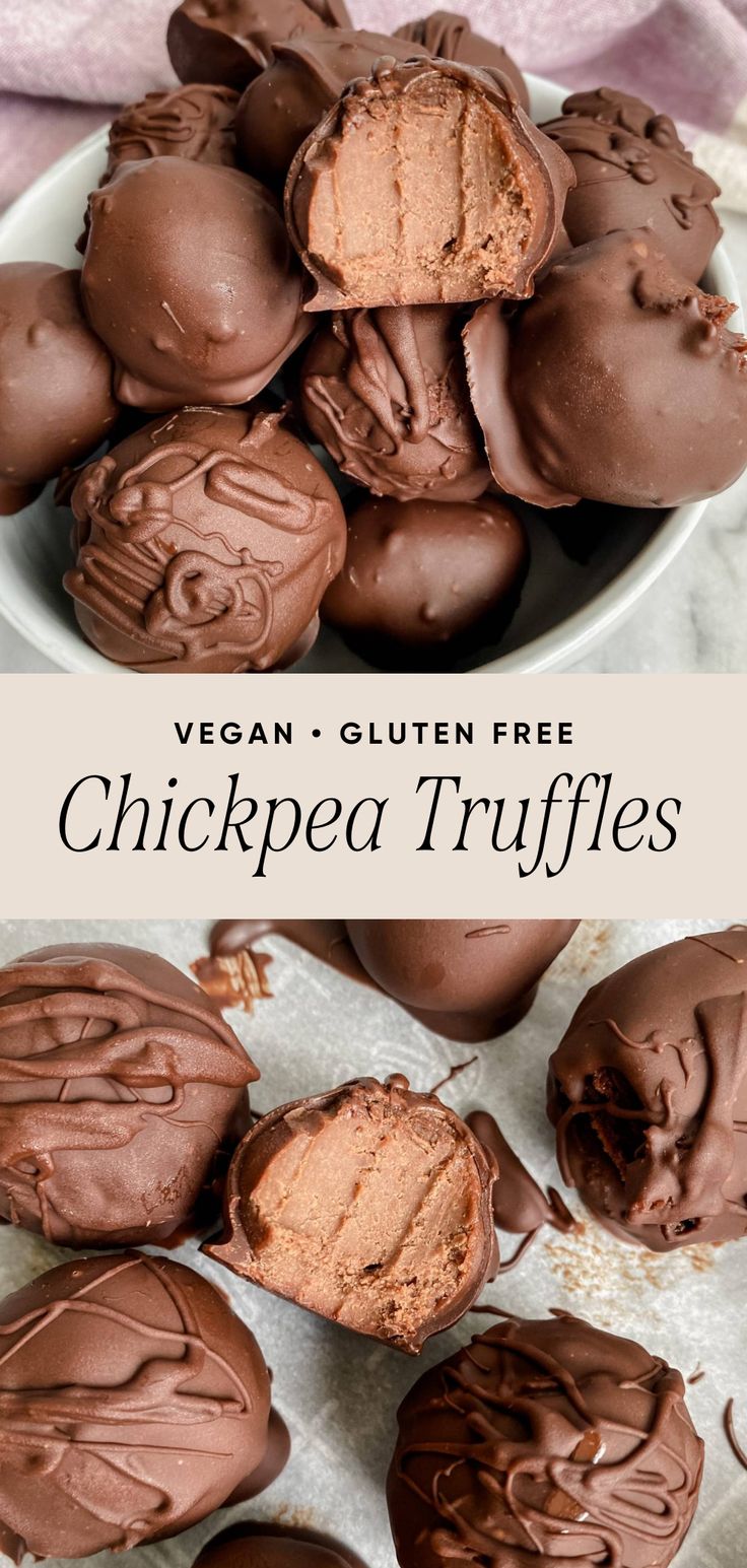 vegan gluten free chickpea truffles with chocolate frosting