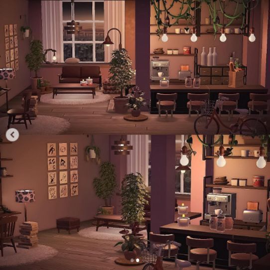 the interior of a living room and dining room are shown in two separate images, each with different lighting fixtures