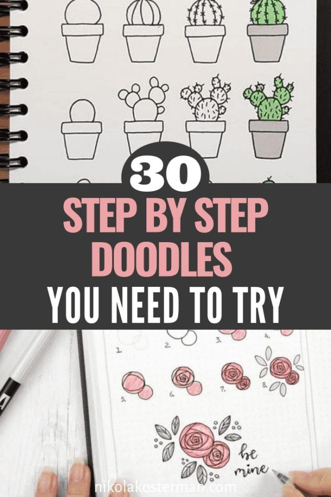 someone is drawing doodles with the words, 30 step by step doodles you need to try