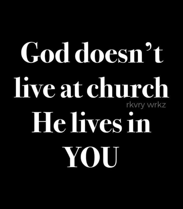 a black and white photo with the words god doesn't live at church he lives in you