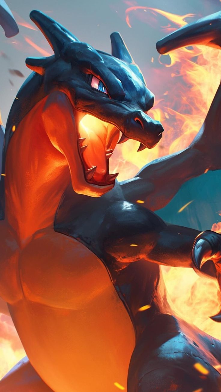 a close up of a dragon with fire in the background