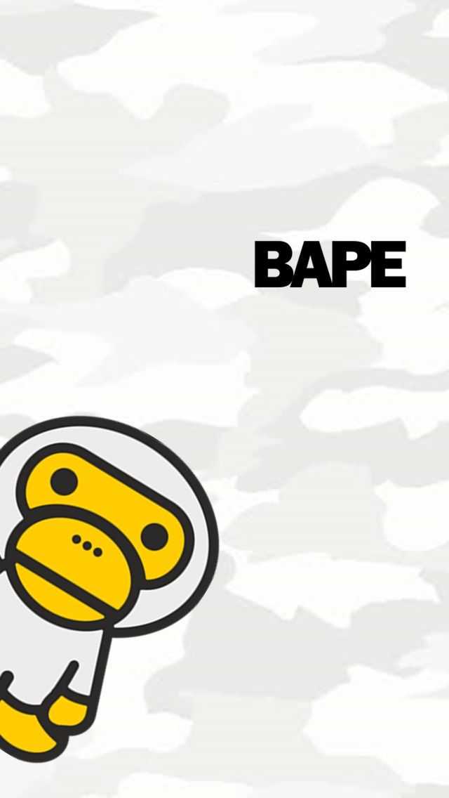 a yellow monkey with a white t - shirt on it's chest and the words bape in black