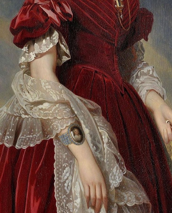 Art • Instagram Vestidos Color Vino, Golden Aesthetic, Franz Xaver Winterhalter, Detailed Art, Dress Painting, Art Details, Red Corset, Dress Aesthetic, Red Art