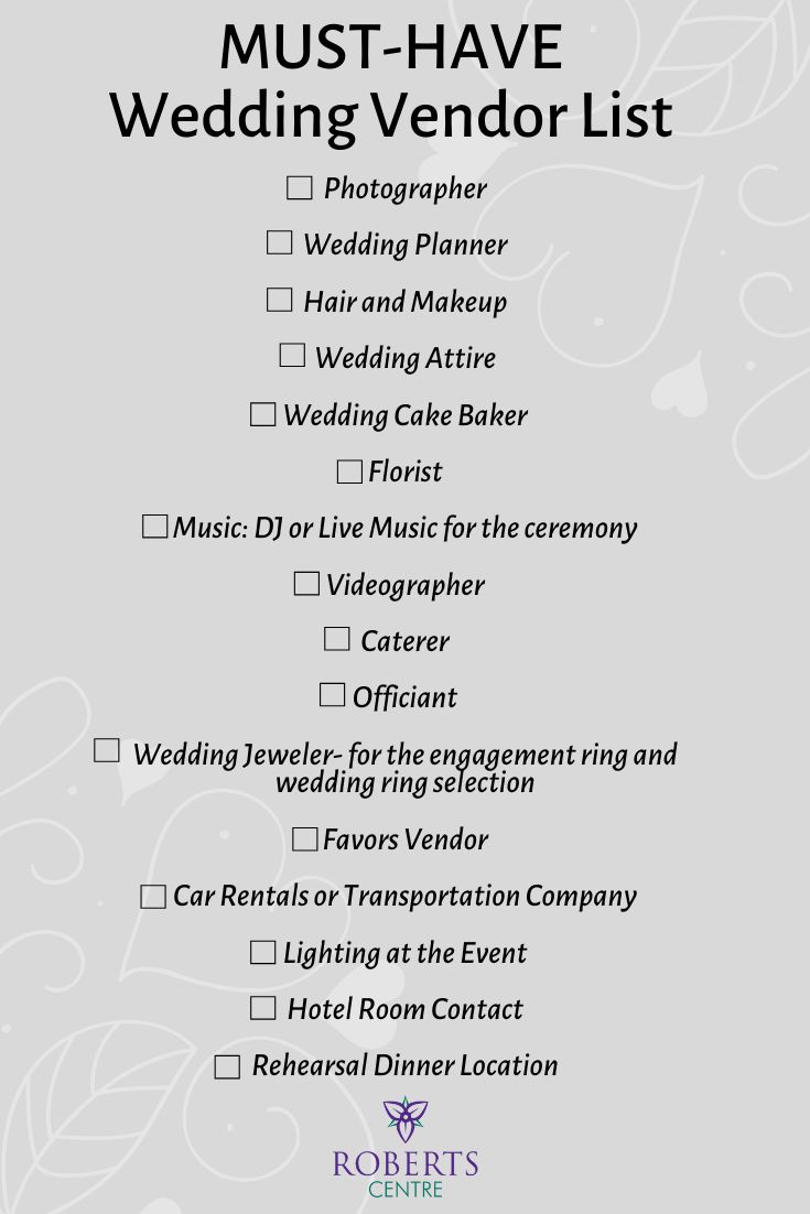 the must have wedding vendor list