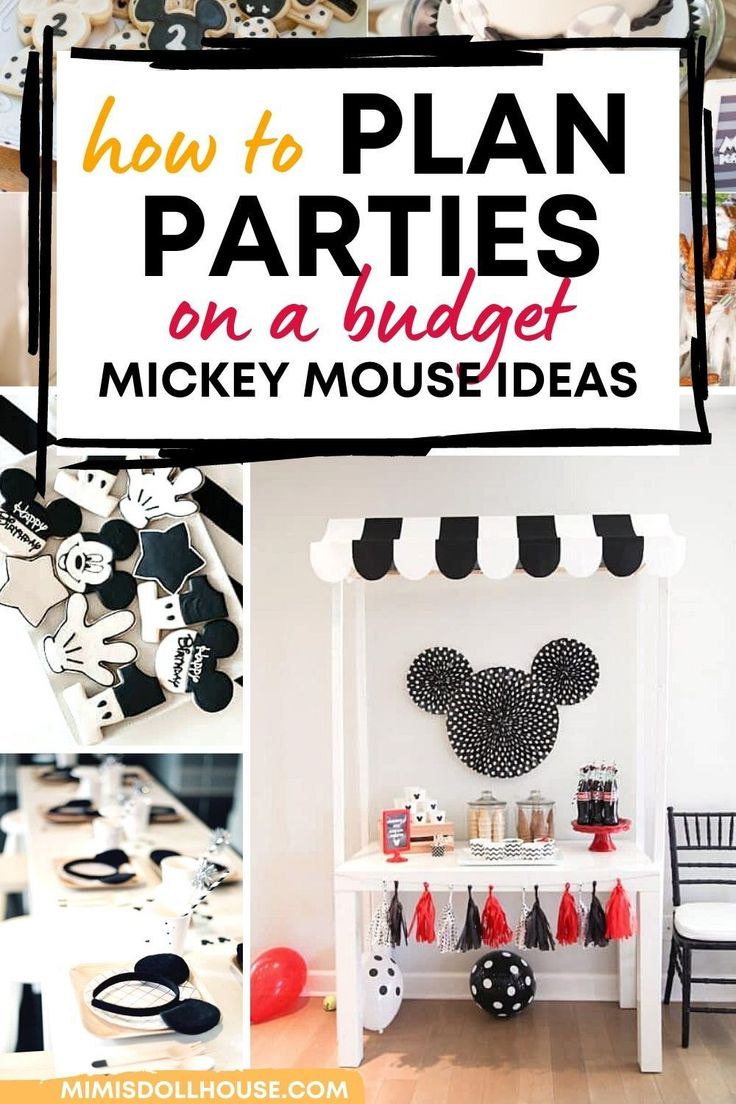 mickey mouse themed party with black and white decorations