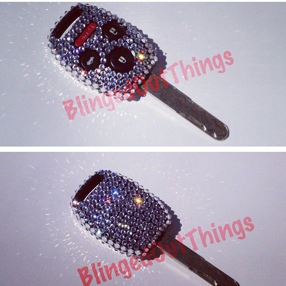 two pictures of a cell phone covered in swaroes and diamonds, with the words blinggothings on it