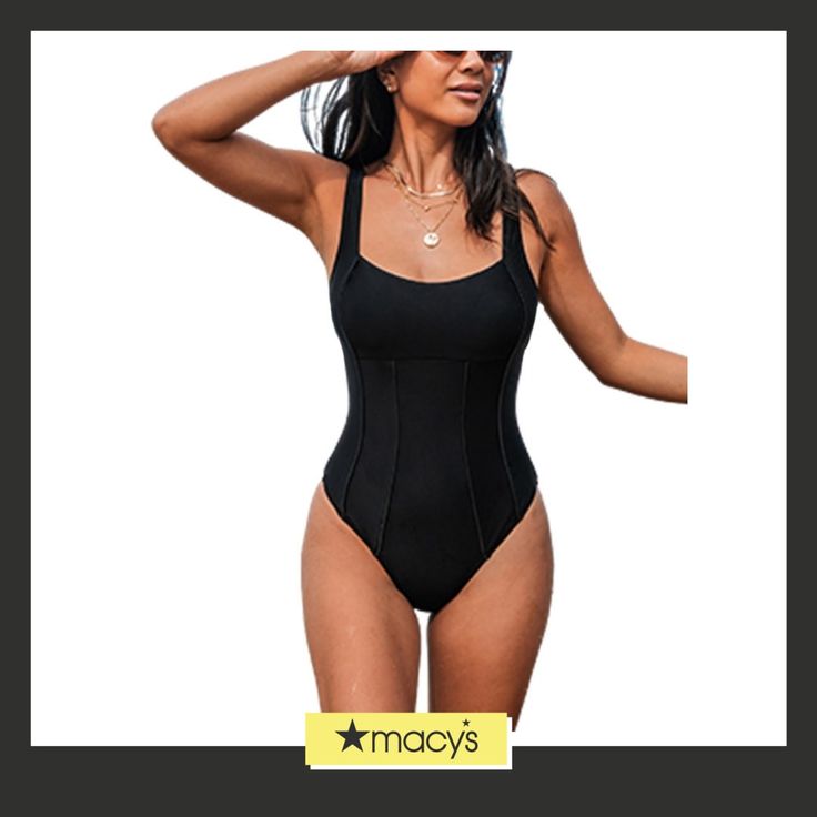 in stock Black Stretch One-piece For Poolside, Trendy Black Swimwear With Lined Body, Fitted Black One-piece For Pool, Black Stretch One Piece For Vacation, Black Stretch One-piece For Vacation, Fitted Black Bodysuit For Pool, Fitted Black Bodysuit For The Pool, Black Fitted One-piece For Vacation, Fitted Black One-piece For Vacation