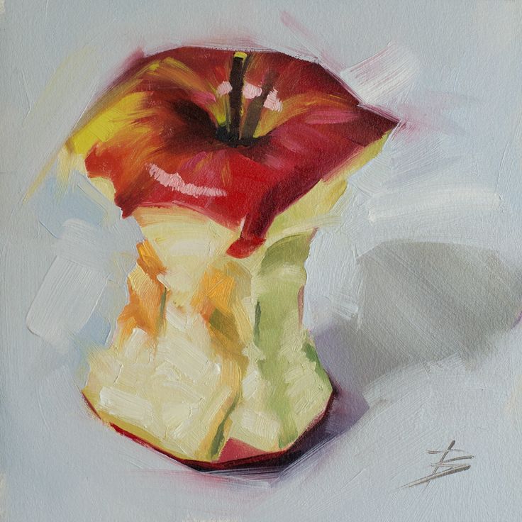 a painting of an apple on a white background