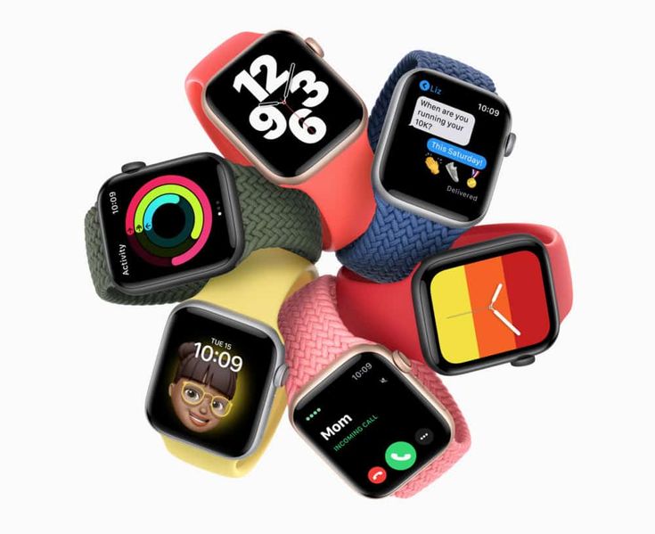 several apple watch faces are arranged in a circle on top of each other, with the time displayed