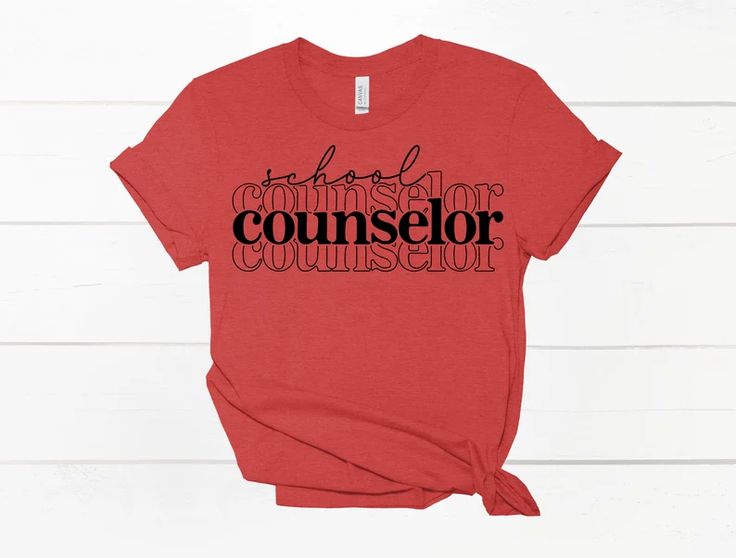 a red t - shirt with the words, things to consider for counselor