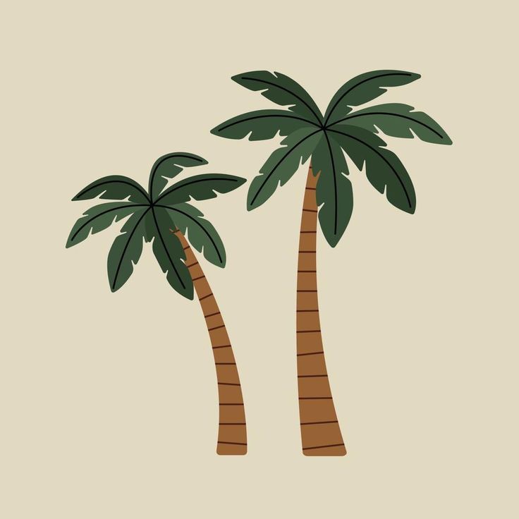 two palm trees on a beige background