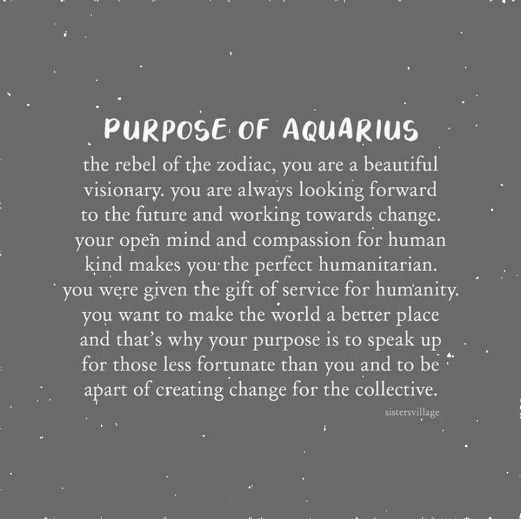 a poem written in black and white with the words purpose of aquarius on it