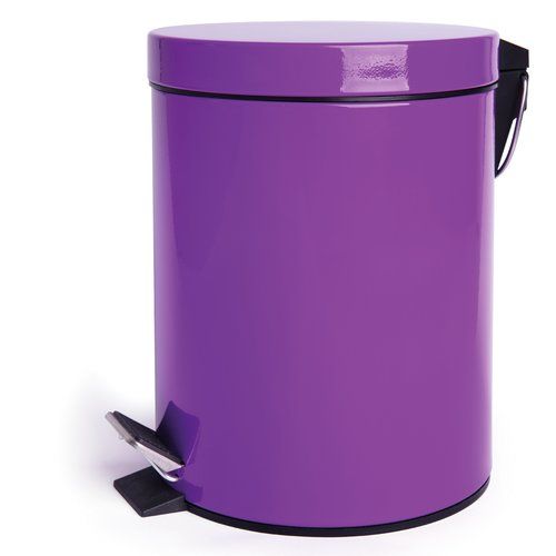 a purple trash can on a white background