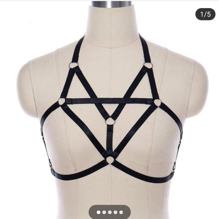 Women Black Elastic Strappy Upper Body Chest Belt Bra Harness Harness Is New Without Tags, Excellent Condition Elastic, Easy To Fit Any Size Brand: Strapped Couture Color: Black Style: Body Harness Material: Elastic Carnival Bra, Harness Bra, Rave Bra, Skull Clothing, Body Harness, Crop Top Bra, Halter Tops, Rave Wear, Pole Dance