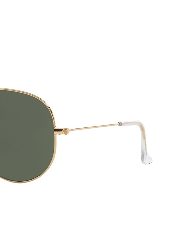 Gold-tone aviator-frame sunglasses from Ray-Ban featuring 100% UV protection, a thin top bar, straight arms with angled tips, green classic G-15 lenses, a curved nose bridge and clear acetate tips. This item comes with a protective case. | Ray-Ban Aviator-Frame Sunglasses Curved Nose, Ray Ban Aviators, Color Dorado, Sunglass Frames, Ray Ban, Protective Cases, Uv Protection, Mirrored Sunglasses, Ray Bans