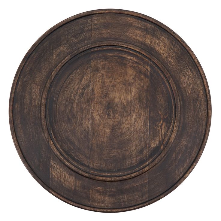 an empty wooden plate on a white background