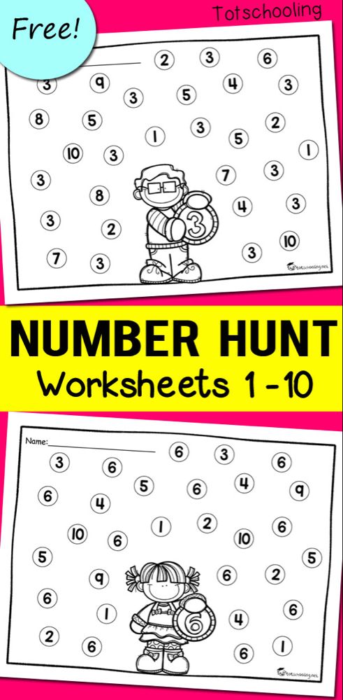 the number hunt worksheet for numbers 1 - 10