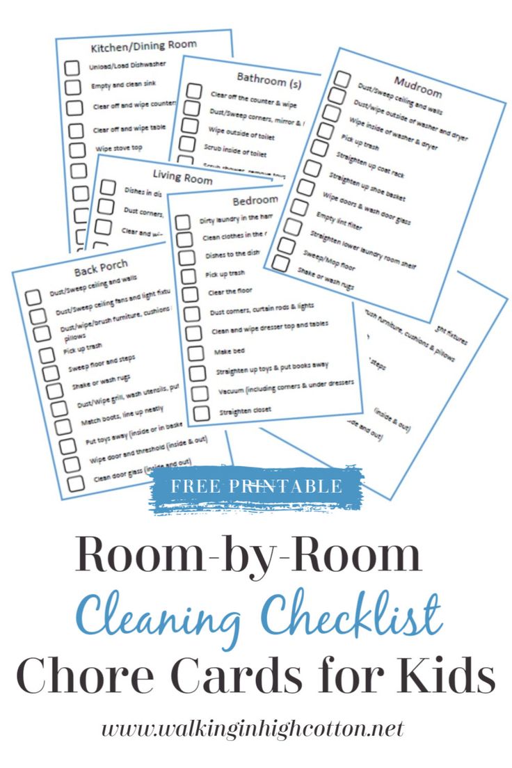 printable room by room cleaning checklist for kids