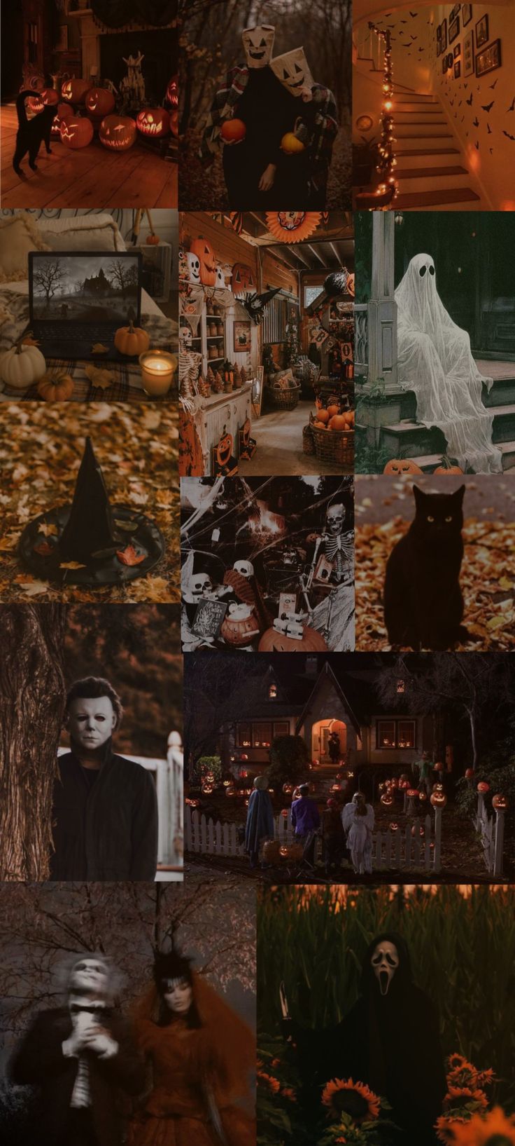 a collage of halloween images with pumpkins, ghost and people in the background