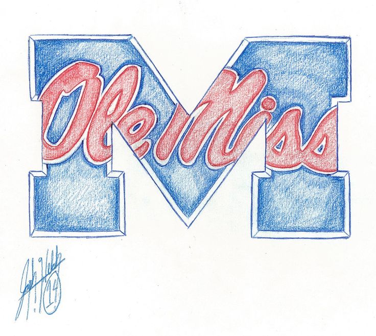 a drawing of the word mississippi in red and blue