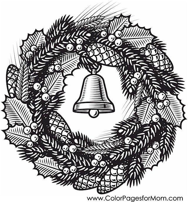 a christmas wreath with a bell in the middle