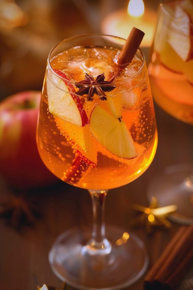 an apple cider is garnished with cinnamon and star anise