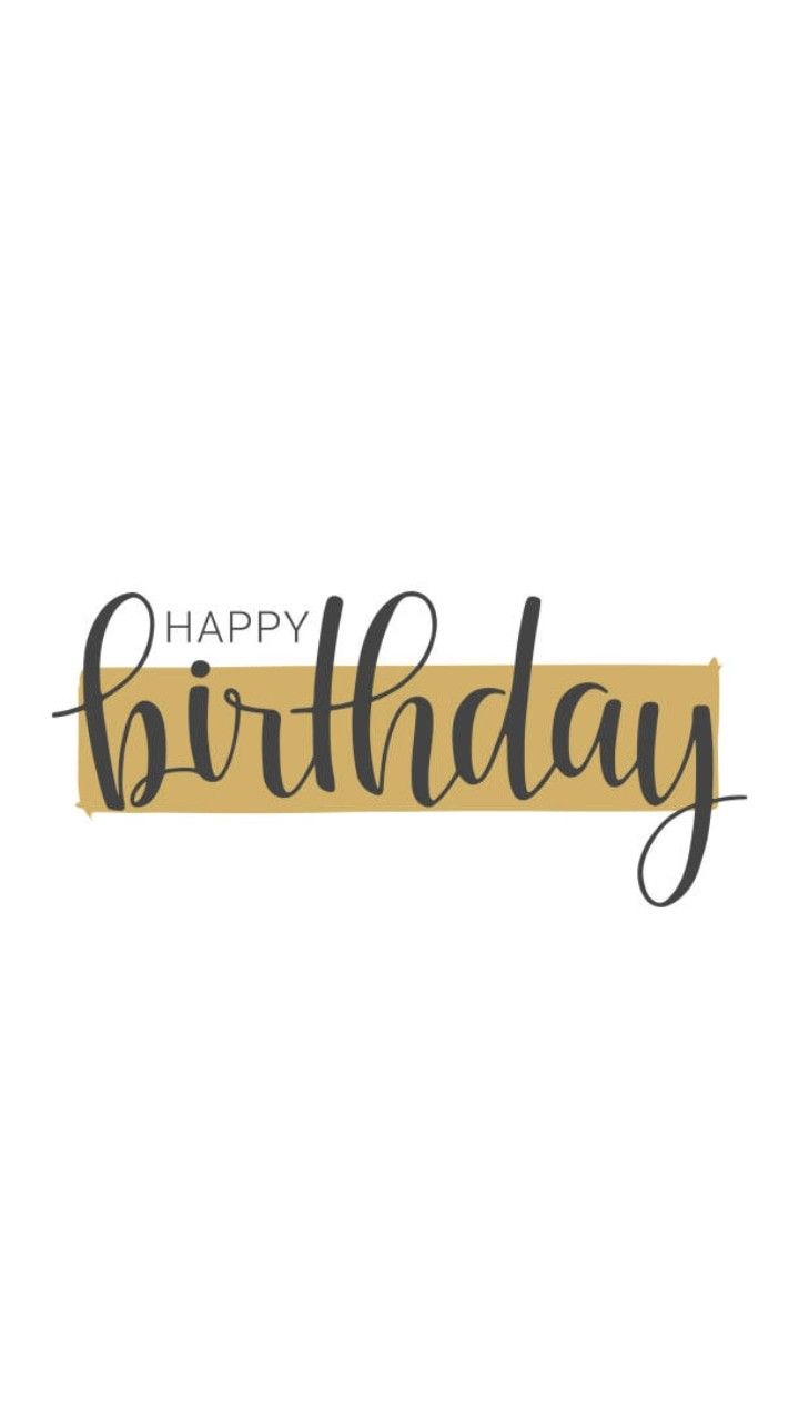 the words happy birthday written in black ink on a white background with a gold border