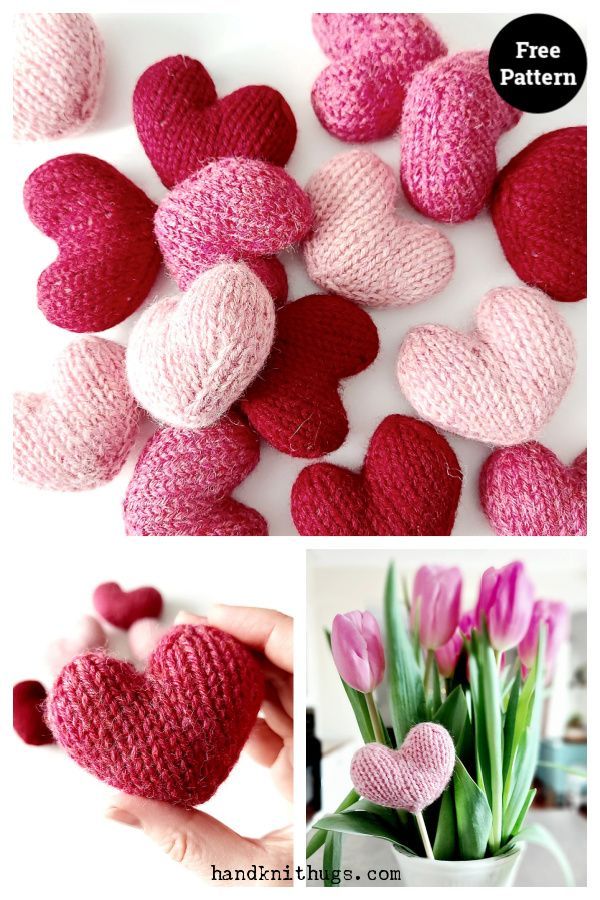 crocheted hearts and tulips for valentine's day