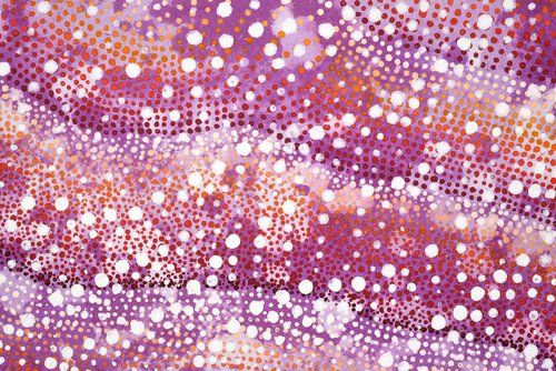 an abstract background with circles and dots in purple, pink, orange and white colors