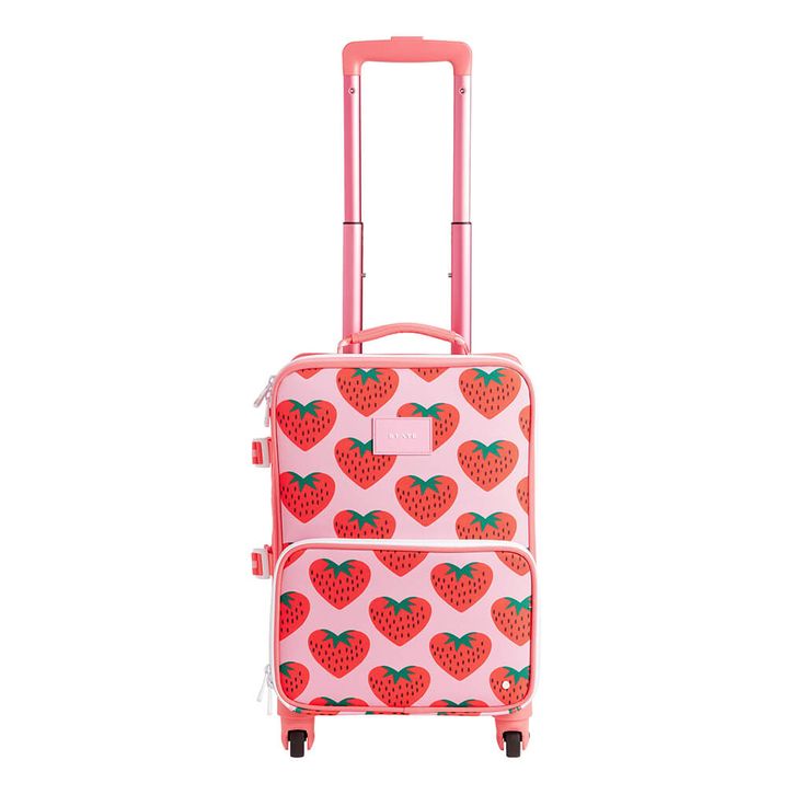 Mini Logan Suitcase Strawberries | NINI and LOLI Mini Suitcase, Best Suitcases, Strawberry Color, Strawberry Charm, Diaper Bag Tote, Selling Prints, Carry On Suitcase, Toiletry Kit, Diaper Bag Backpack