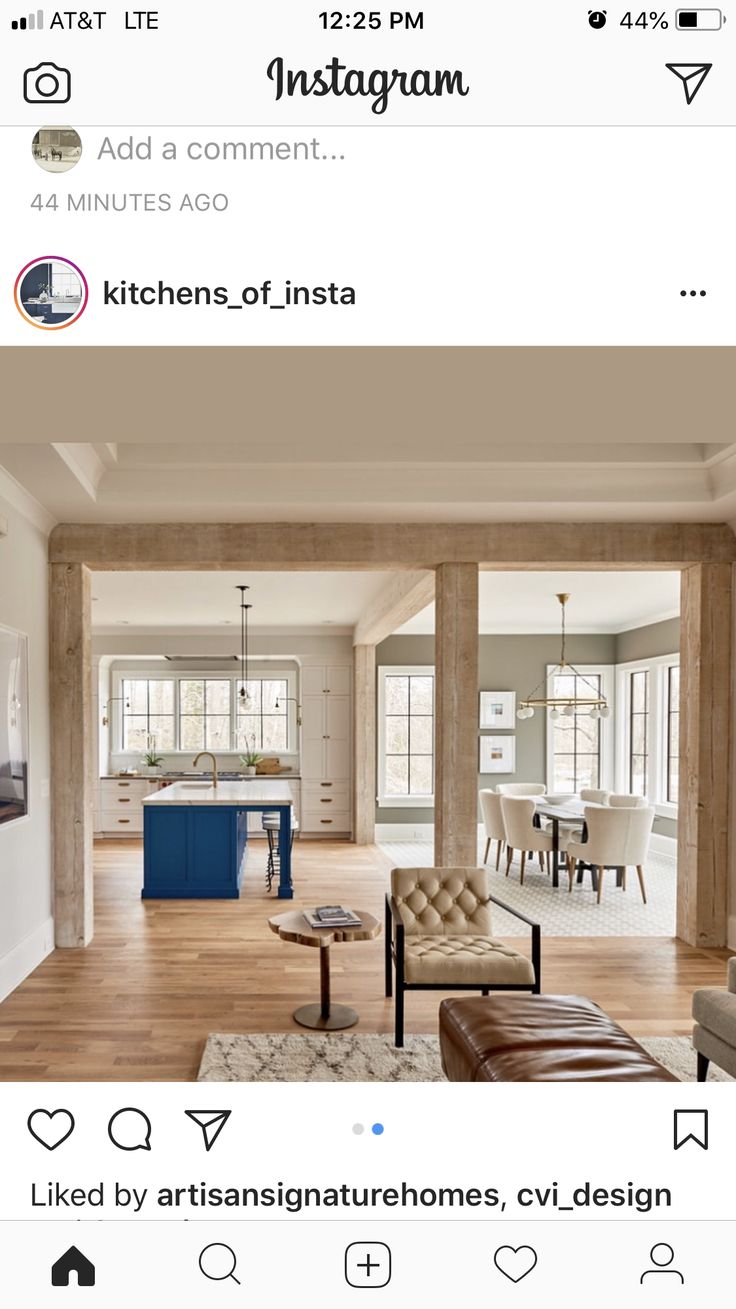 an instagram photo of a living room and kitchen