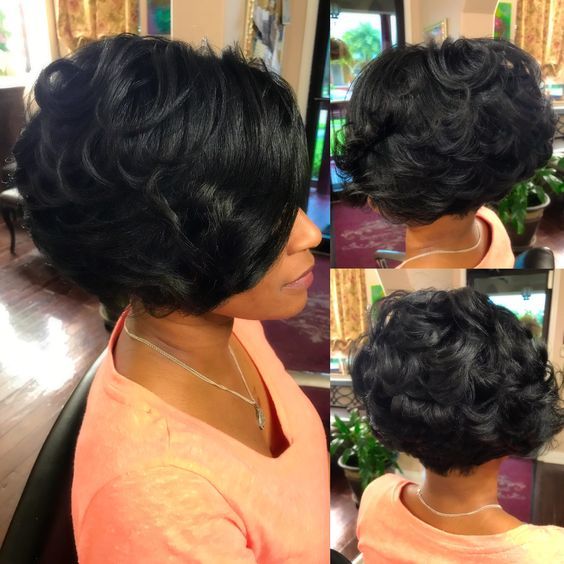 Short Bob Black Women, Sew In Bob, Bob Black Women, Sew In Bob Hairstyles, Bob Black, Short Black Hair, Hairstyles Bob, Sew In Hairstyles, Wavy Bob Hairstyles