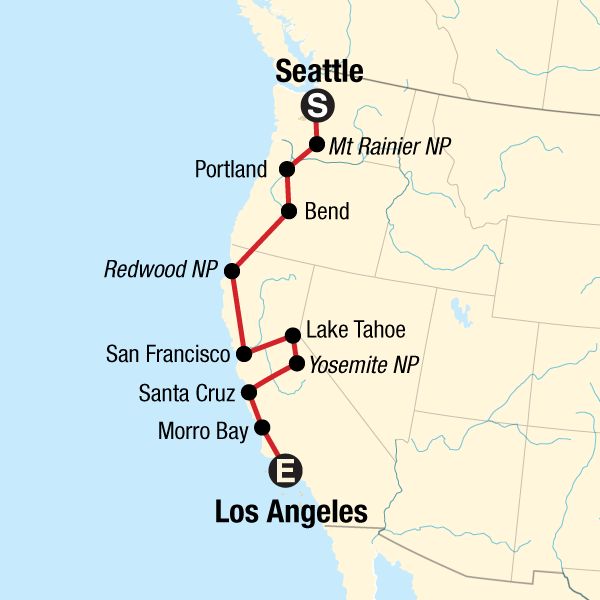 the route map for seattle to los angeles