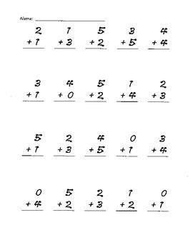 the worksheet for addition and subtraction is shown in black ink on white paper