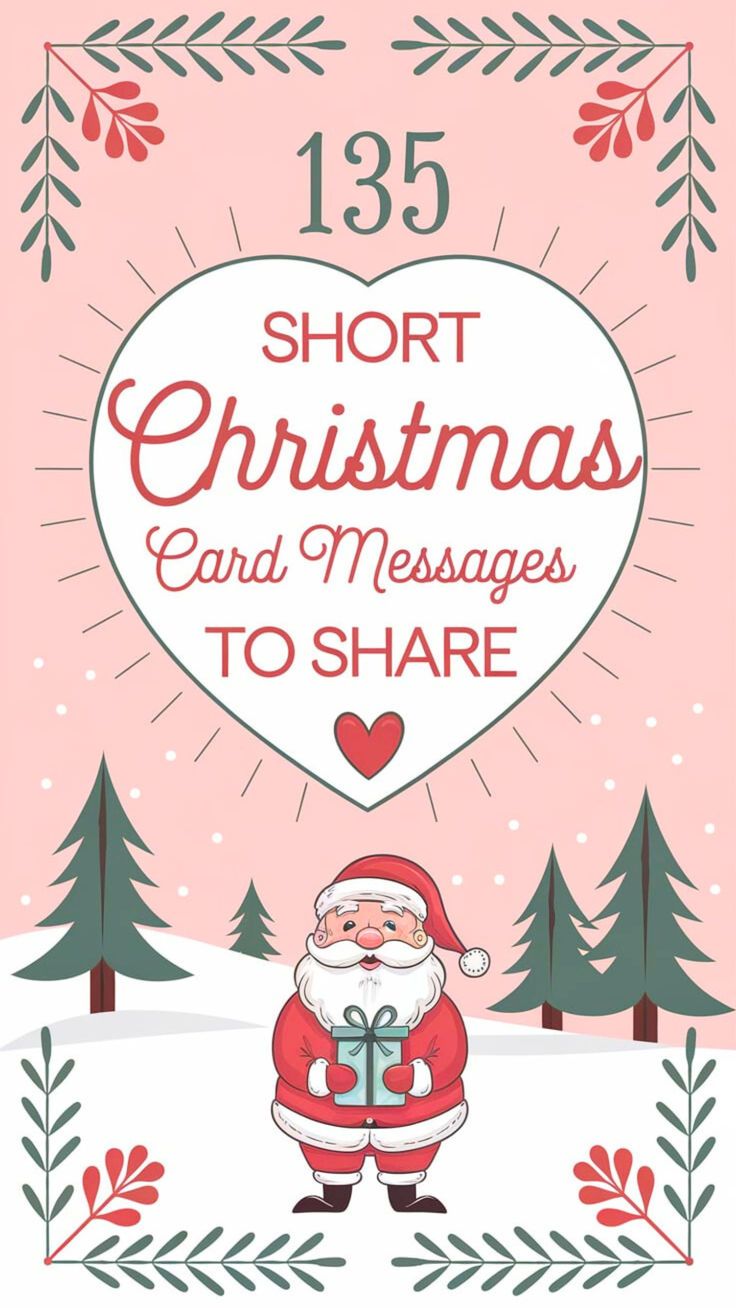 a christmas card with santa claus holding a present in front of the words,'short christmas